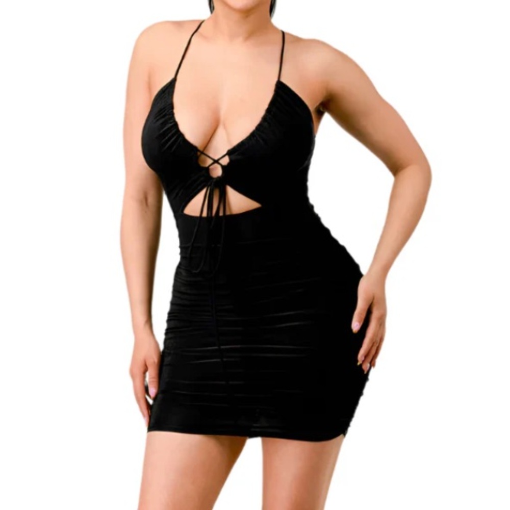 Bodycon Cutout Mini Dress - Black